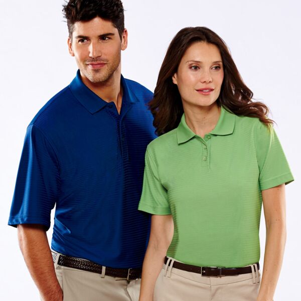 UltraClub® Men's Cool & Dry Elite Tonal Stripe Performance Polo Thumbnail