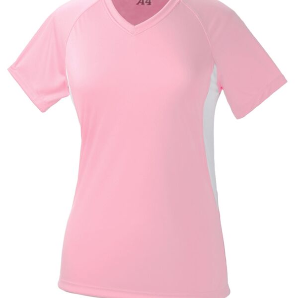 Ladies' Color Block Performance Cooling V-Neck Tee Thumbnail