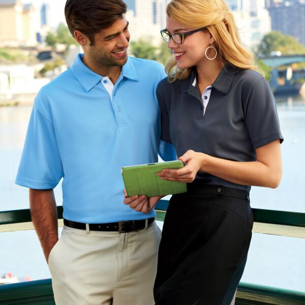 UltraClub&reg; Men's Platinum Performance Birdseye Polo with TempControl Technology Thumbnail