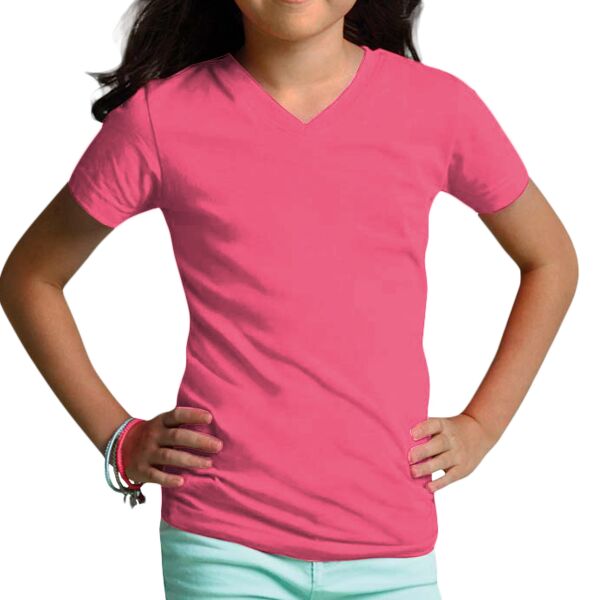 LA T Juniors’ Fine Jersey V-Neck Longer Length T-Shirt Thumbnail