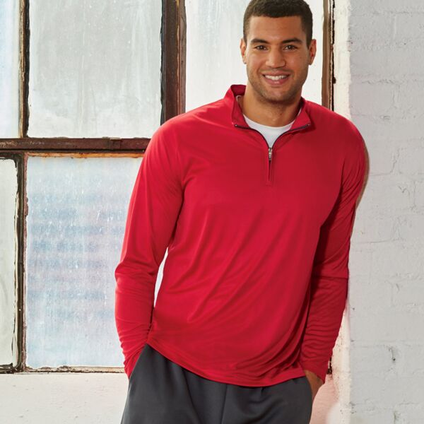 UltraClub&reg; Men’s Cool & Dry Sport Performance Interlock 1/4-Zip Pullover Thumbnail